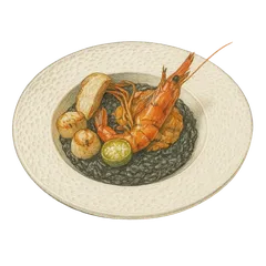 Scallop & Tiger Prawn Squid Ink Risotto