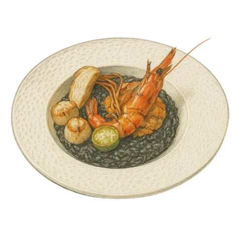 Scallop & Tiger Prawn Squid Ink Risotto