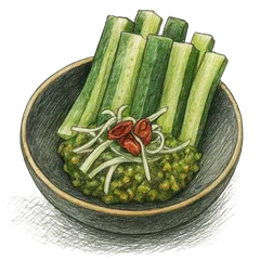 Cucumber with Century Egg Sauce